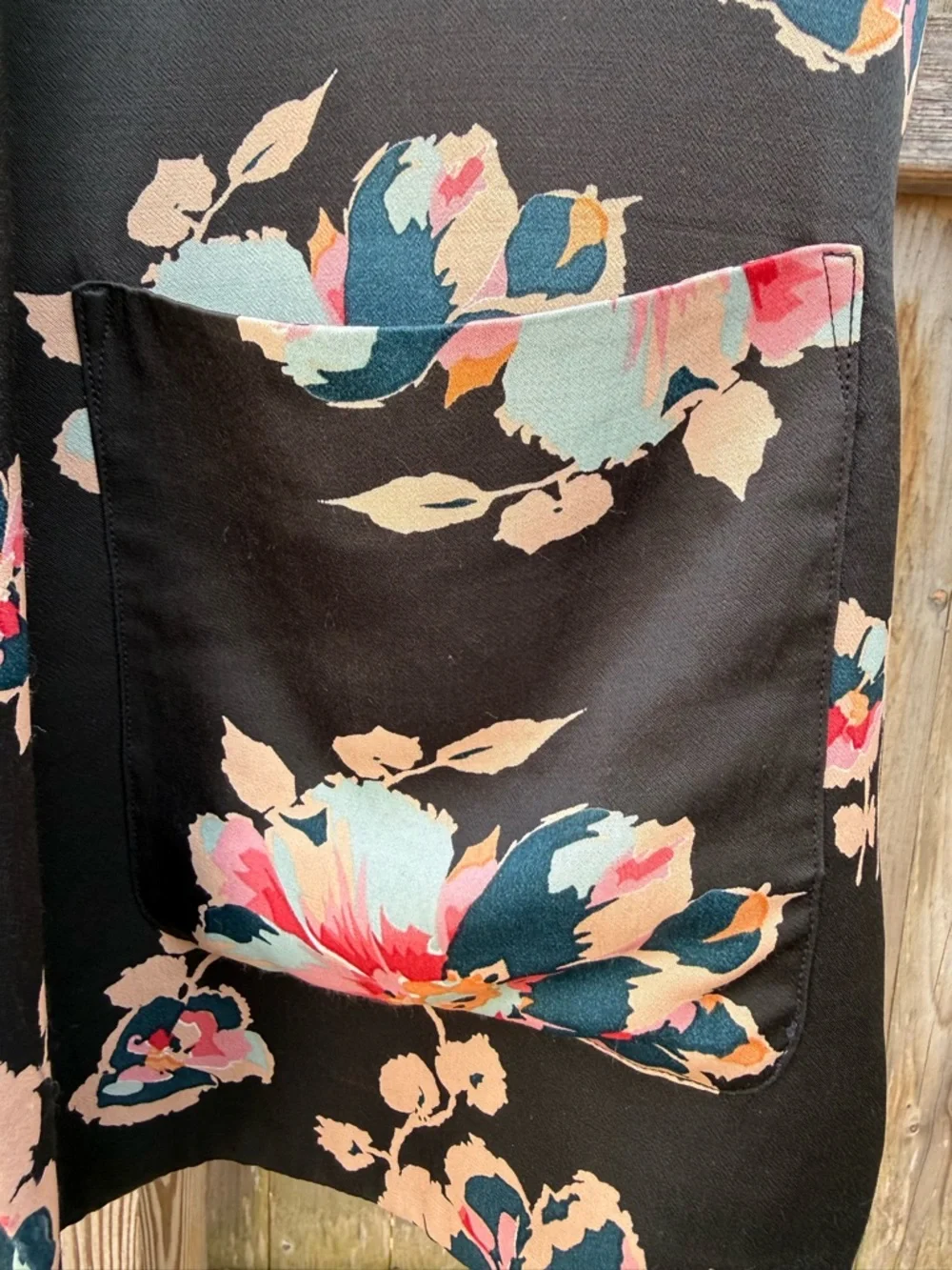 Anthropologie ett:twa Satin Black Floral Shawl Collar Blazer Jacket Feminine - Picture 7 of 7